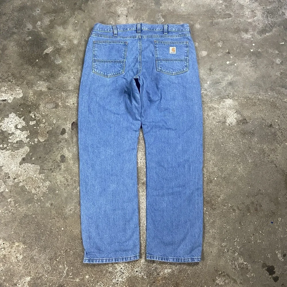Carhartt Jeans Size 38x32 Blue Denim Light Wash Relaxed Straight Fit 105119 H83